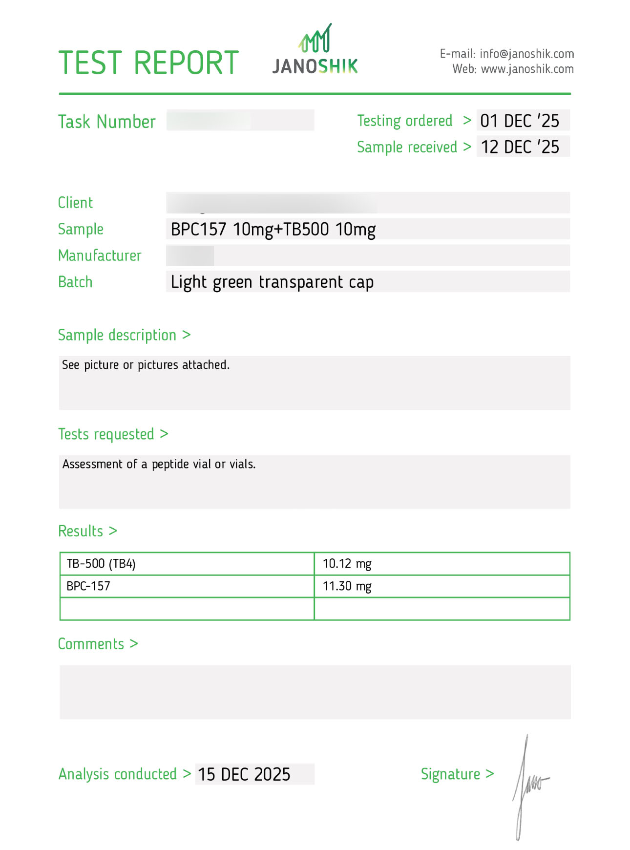 BPC-TB Mix 10mg Certificate of Analysis
